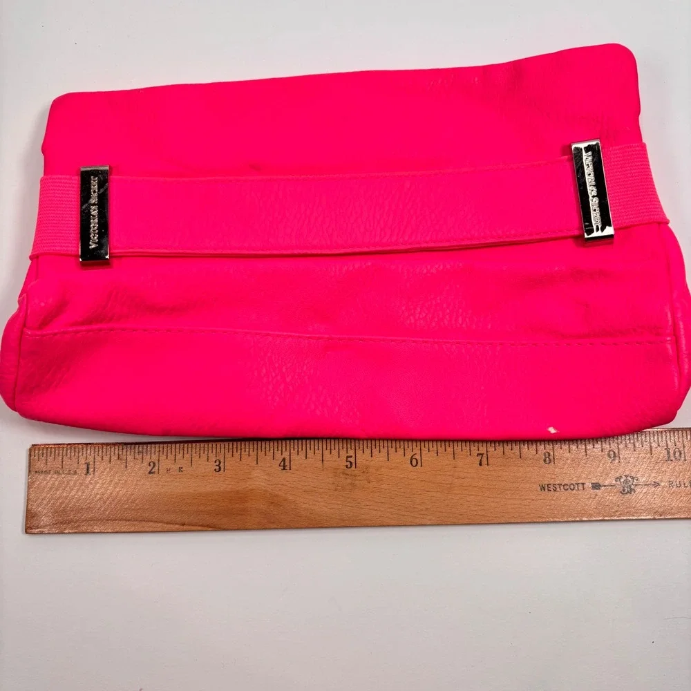 Victoria's Secret Women Clutch Bag Cosmetic Makeup Bag Pencil Pouch Neon Pink